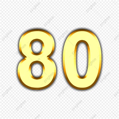 Number 80 Golden Font PNG Image, Text Effect PSD For Free Download ...