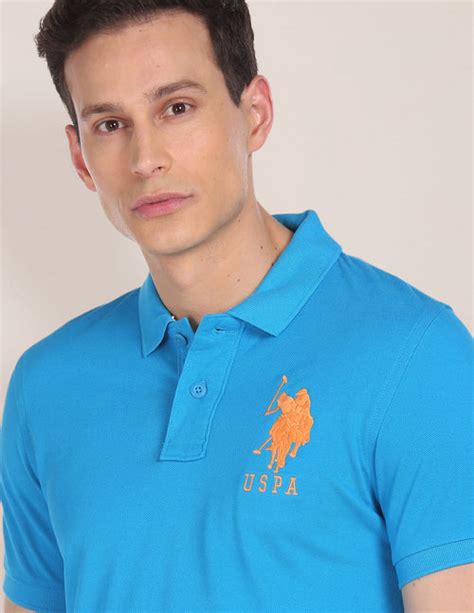 Men Blue Solid Cotton Polo Shirt – U.S. Polo Assn. India