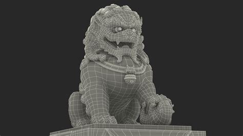 Bronze Chinese Guardian Lion Statue 3D Model $69 - .3ds .blend .c4d ...