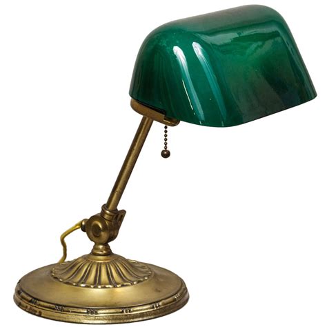 Banker's Lamp with Green Cased Glass Shade at 1stDibs | green desk lamp ...