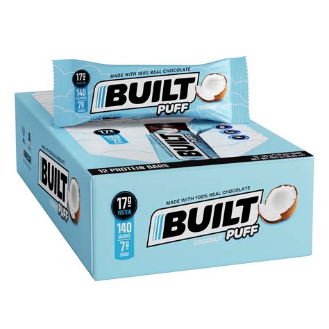 BUILT Bar Puff Protein Bar with 17g High Protein and Collagen, Gluten ...