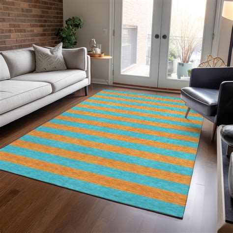 Addison Rugs Chantille Indoor/Outdoor Transitional Stripes Aqua ...