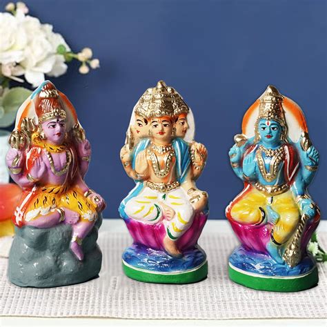 Buy Puja N Pujari Trimurthi Navaratri Golu Dolls Set - Multicolour Clay ...