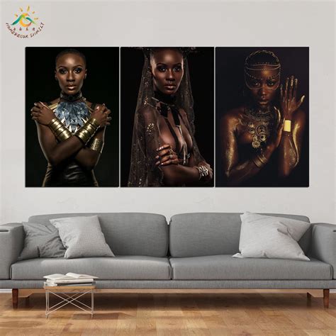 Gold African Queen Wall Art HD Prints Canvas Art Painting Modular ...