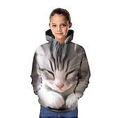 Girls' 3D Graphic Animal Cat Hoodie & Sweatshirt Long Sleeve 3D Print ...