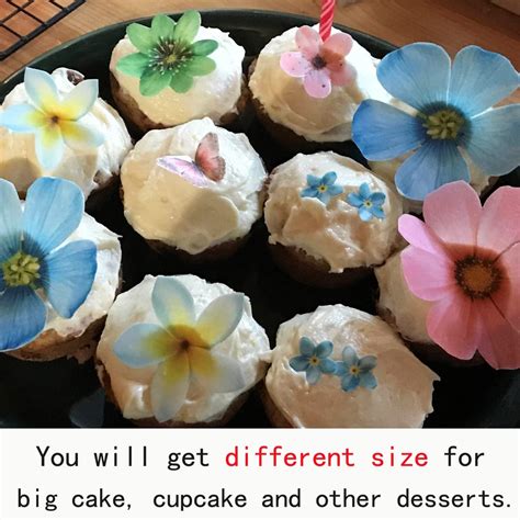 Buy Set of 27 Edible Flowers & Butterflies Cupcake Toppers Wedding Cake ...