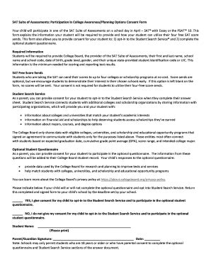 Fillable Online SAT PSAT 10 Parental Consent Form Fax Email Print ...