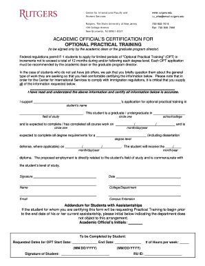 Fillable Online mbs rutgers Academic official's certification for ...