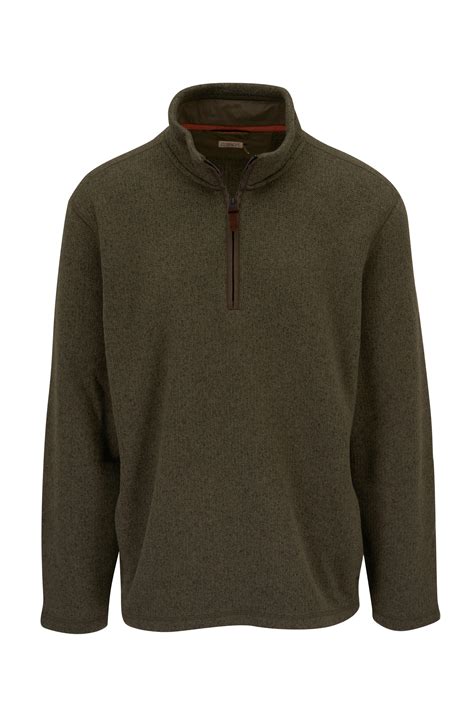 Faherty Brand - Maine Forest Green Fleece Quarter Zip Pullover