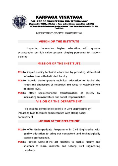 Civil Engineering Vision and Mission - KCE 2023 - Studocu