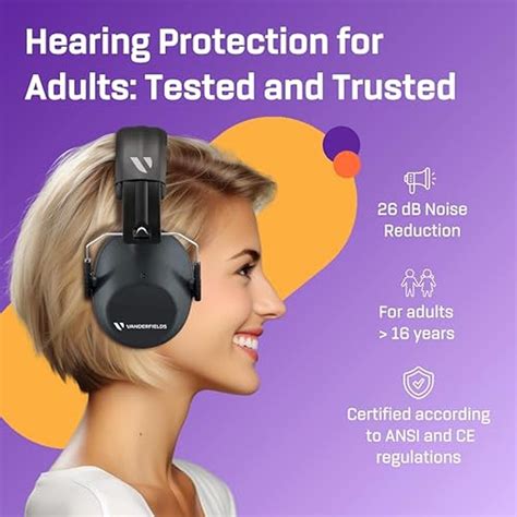 Vanderfields Hearing Protection Ear Muffs for Noise Reduction, 26dB Ce ...