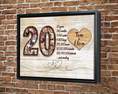 20th Anniversary Ideas Custom Canvas Gift For Him, Romantic 20 Year ...
