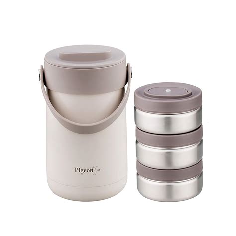 Buy Pigeon-Caliber Vacuum Insulated Stainless Steel Lunch Box-3 Warm ...