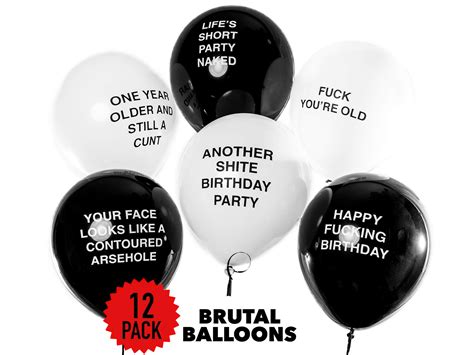 Brutal Birthday Balloons - Funny Rude & Abusive Balloons - 12 Pack ...