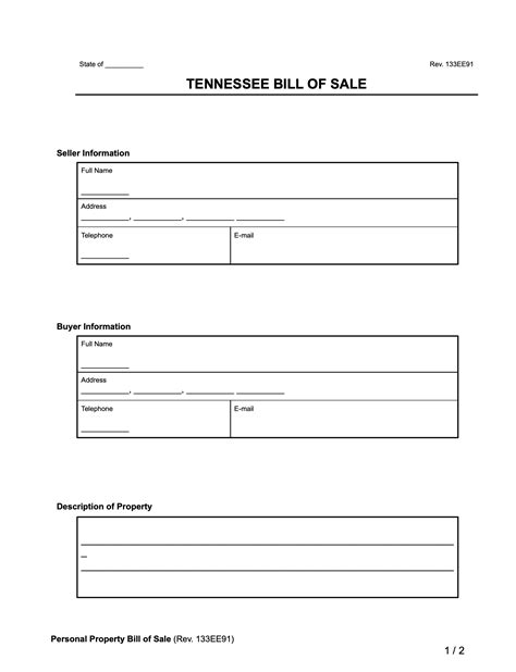 Bill Of Sale Form Free Printable Auto