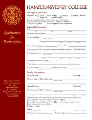 Fillable Online hsc application for readmissionsop form Fax Email Print ...