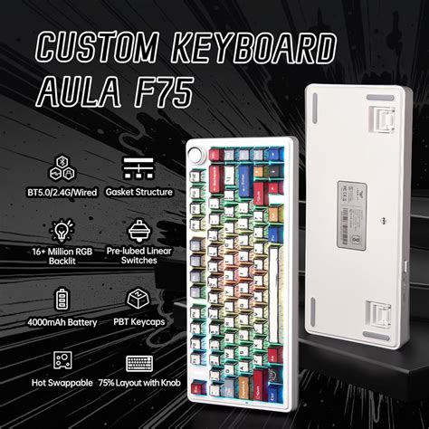 Buy AULA F75 75% RGB Tri Mode Wireless Mechanical Gaming Keyboard ...