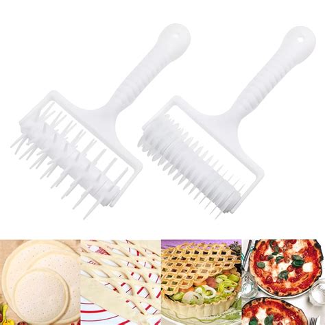 Buy 2 PACK Dough Lattice Roller Cutter And Pizza Pie Dough Hole Puncher ...