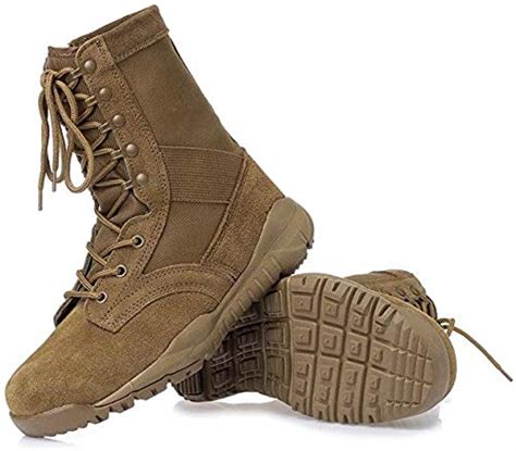 KaiFeng Military Boots, Tactical Combat Working Boots Coyote Brown Mens ...