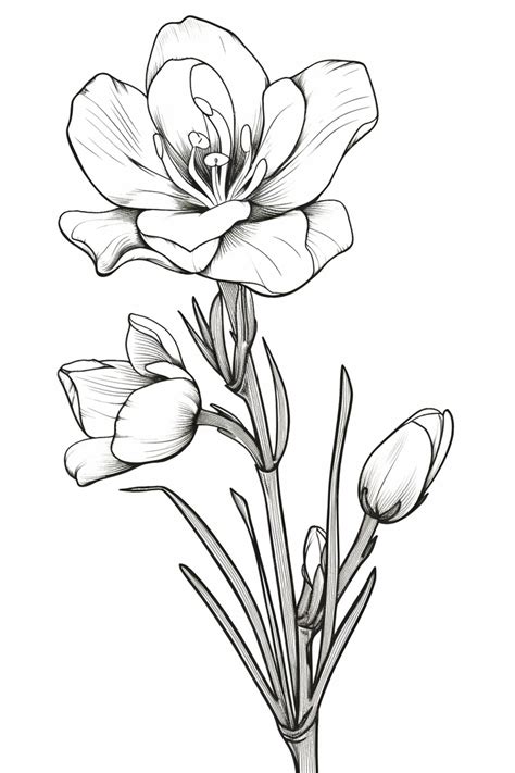 Premium Photo | A drawing of a flower with a stem and leaves generative ai