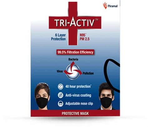 Buy TRI-ACTIV N95 MASKS WITH 6 LAYER PROTECTION ANTI-VIRUS COATING 99.5 ...