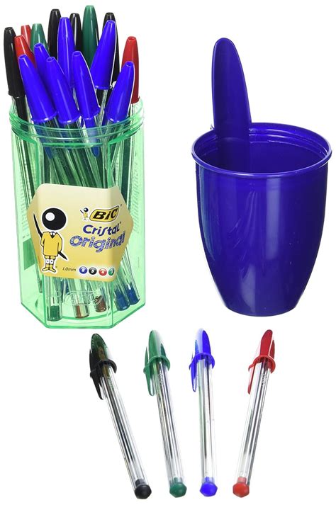 BIC Cristal non-Retractable Ballpoint Pens Box of 20(Blue-8/Black-5/Red ...