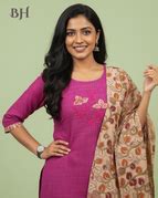 Kalamkari 3pc Set with Embroidery & Mirror Work Pink – Bhavana Handlooms