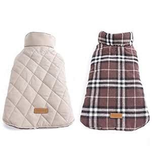 Pet Labs Plaid Coat Jacket Reversible Waterproof (Brown, L) : Amazon.in ...