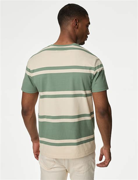 Buy Pure Cotton Colour Block Striped T-Shirt at Marks & Spencer