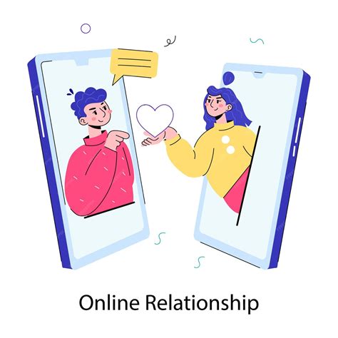 A hand drawn mini illustration of online relationship | Premium Vector