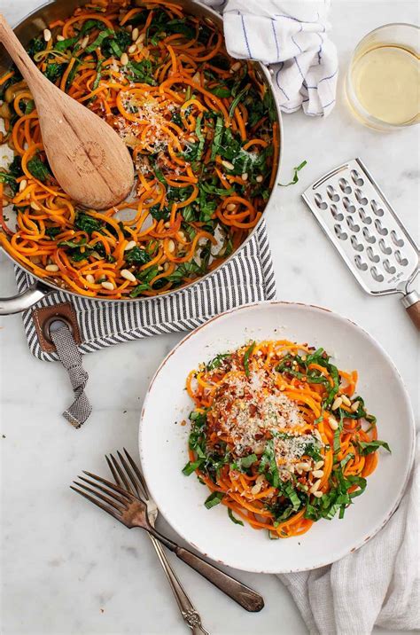 Sweet Potato Noodles with Garlic & Kale Recipe - Love and Lemons