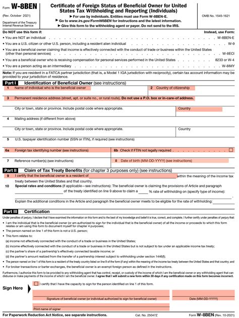 W-8BEN Tax Filing Instructions for Non-US Individual Sellers – Help ...