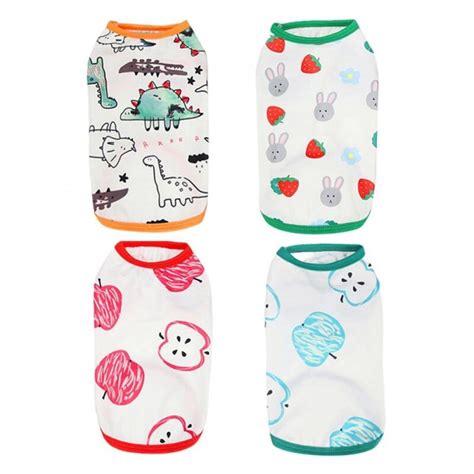 4 Pieces Small Dog Clothes Dog T-Shirt Puppy Clothes Shirts Cute Print ...
