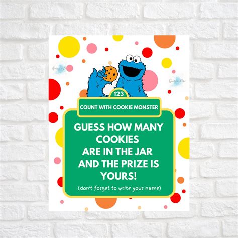 Cookie Monster Game Party Sign Sesame Street Party Toddler Birthday ...