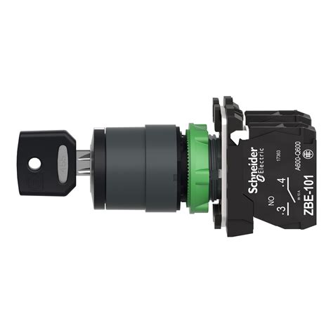 XB5AG33 - Key switch selector, plastic, black, Ø22, key n°455, 3 ...