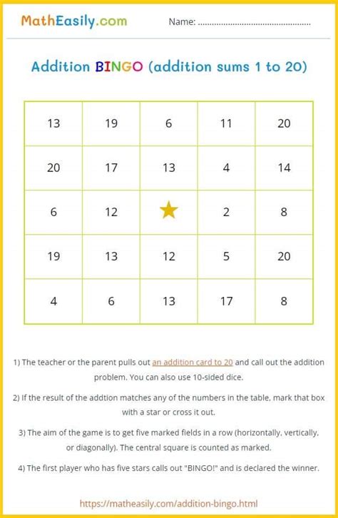 Image result for Addition Math Games Printable