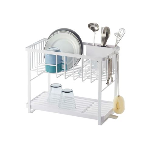 Yamazaki Home Two-Tier Adjustable Dish Drainer Rack, Compact Drying ...
