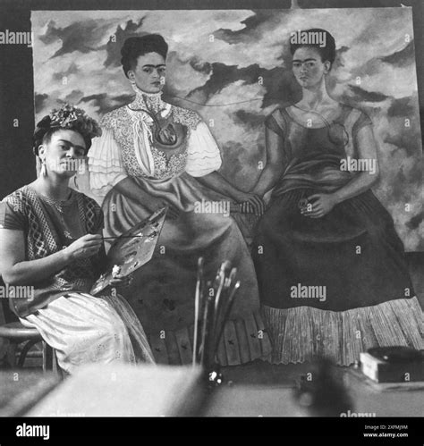 Frida Kahlo with her Painting "The Two Fridas". Museum: PRIVATE ...