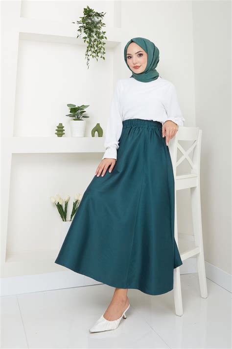 VOLT CLOTHİNG Zümrüt Cep Detaylı Paraşüt Uzun Etek | ElbiseBul