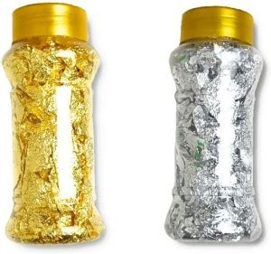 FGLC GOLD LEAF Golden Flakes and Silver Flakes for Decorating Cake ...