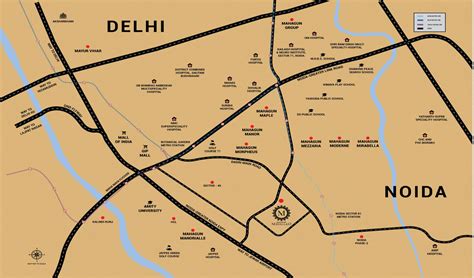 Mahagun Medalleo 2/3/4 Apartments in Sector 107 Noida - Location Map