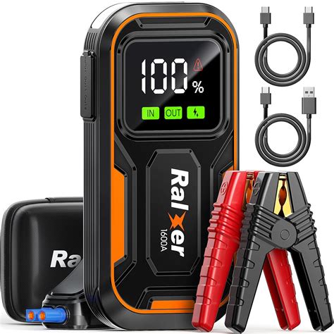 RALXER 1600A Peak 15200mAh Portable Car Jump Starter, Jump Starter ...