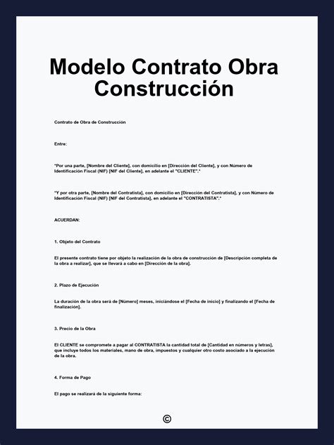 Modelo Contrato Obra Construcción