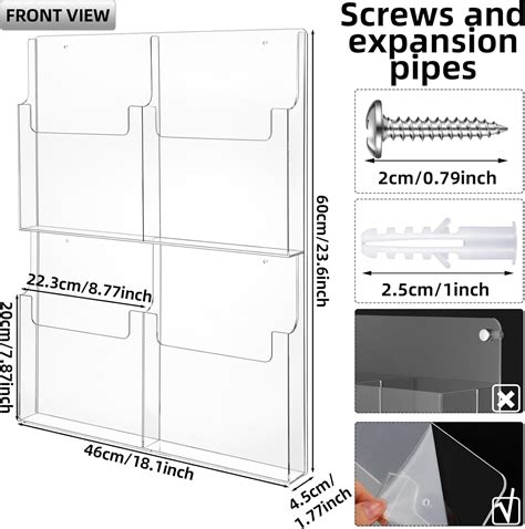 RattanView 2 Pcs 4 Pocket Pamphlet Holder Wall Mount Acrylic India | Ubuy