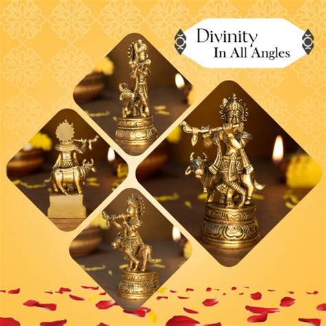 Ekhasa 100% Pure Brass Lord Krishna Idol with Flute | Krishna Statue ...