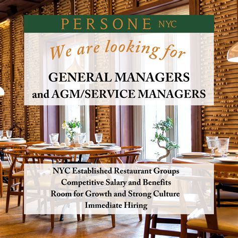 Persone NYC hiring Chef Operator / Kitchen Manager | Culinary Agents
