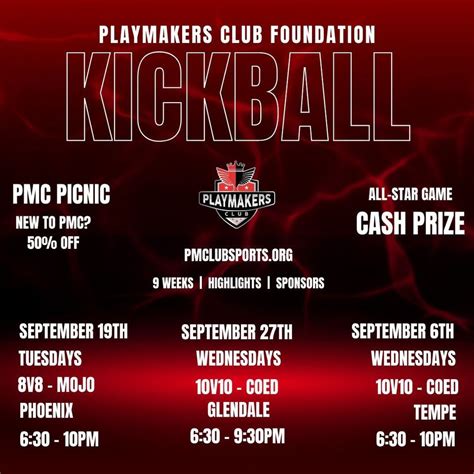 Kickball 10v10 Fall 2023 - Tempe, Benedict Sports Complex, Gilbert, 6 ...