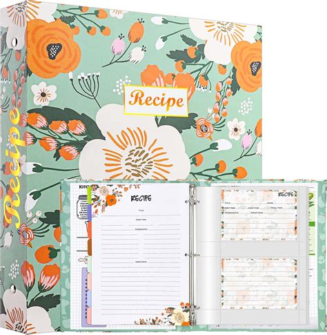 Recipe Binder 3-Ring A4 Kit with 16 Dividers, 32 Labels & 50 Plastic ...