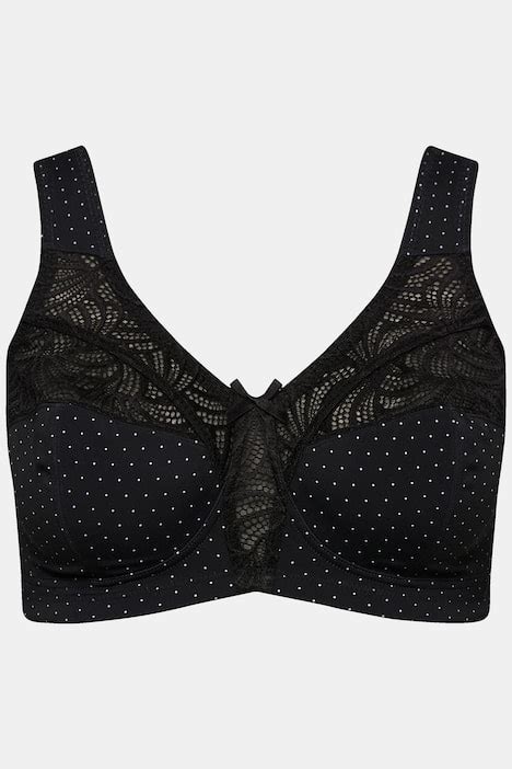 Dots and Lace Relief Bra, black | Ulla Popken