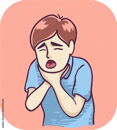 Teen Boy Symptom Choking Illustration Stock Vector | Adobe Stock